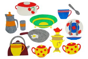 Набор фигурок для фланелеграфа Посуда (с игровым полем) ― Пять Чудес